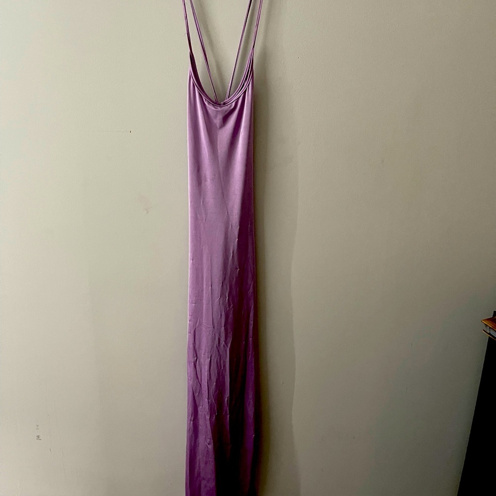 Long cross cross lace up backless split thigh dress
